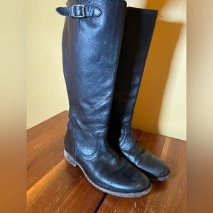🐎 FRYE 6💚 Frye Mellisa Woman's Tall pebbled Leather Boots 3477007 Black
